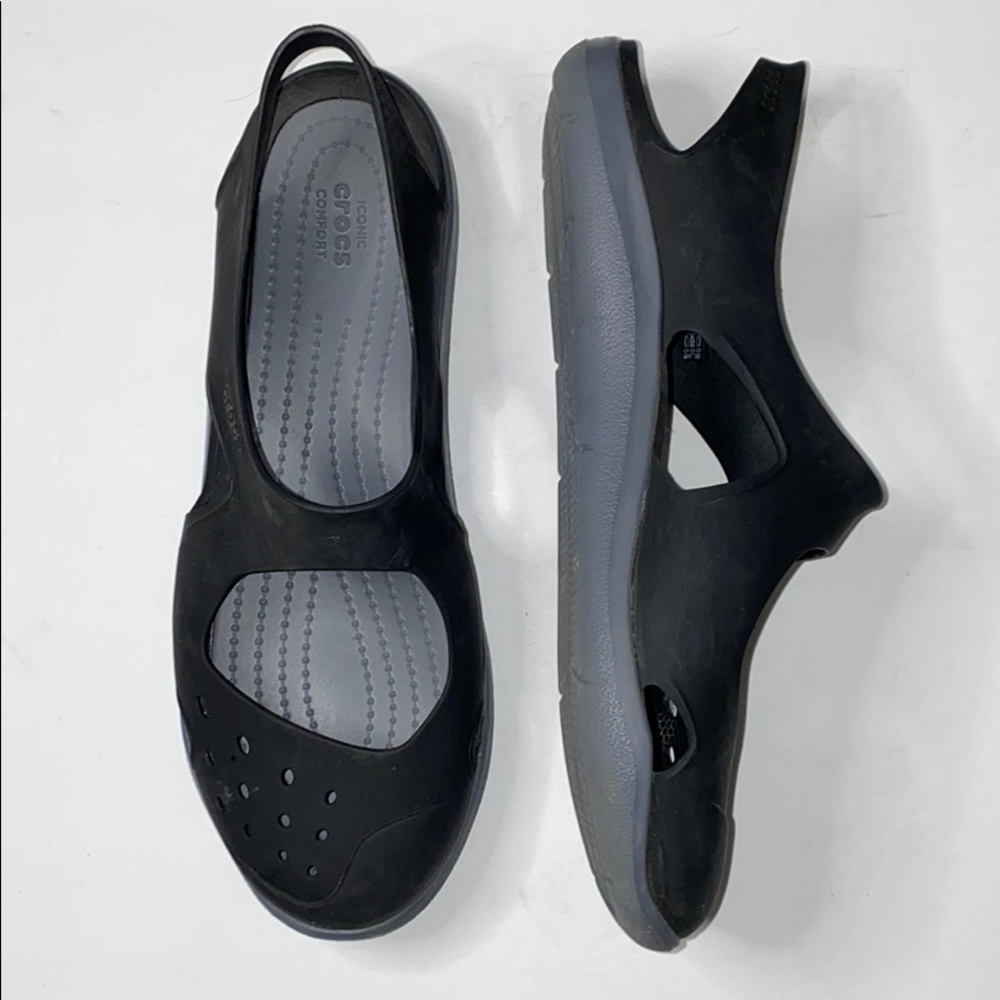 Crocs Black Gray Swiftwater Wave Sandals